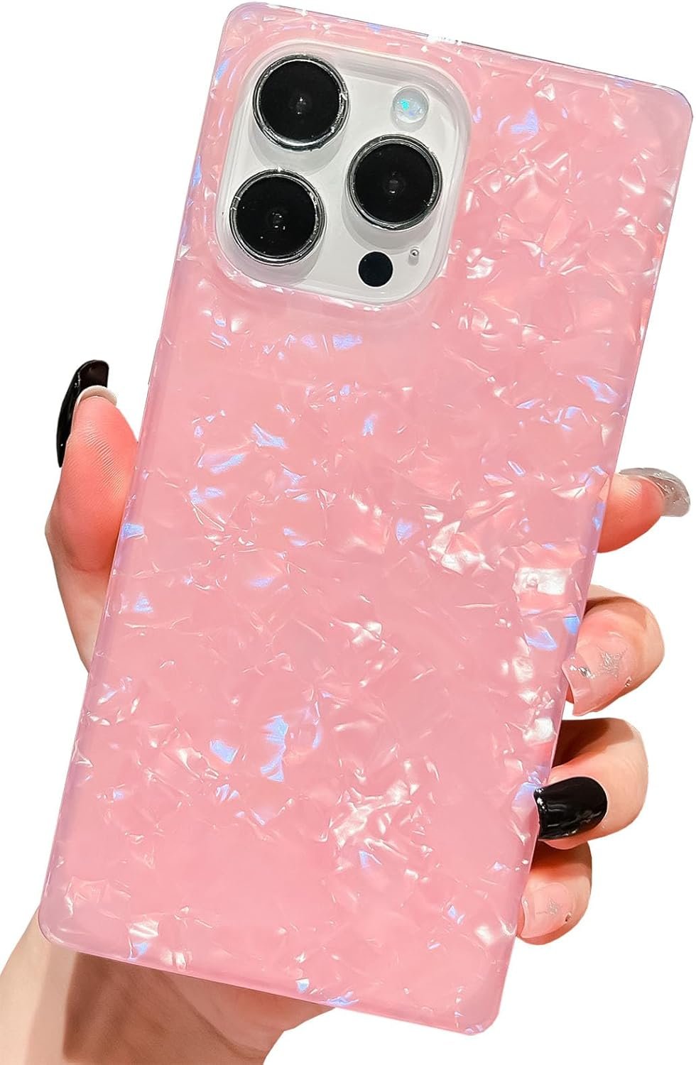 61RWmSd7RNL._AC_SL1500 Pearl Pattern Compatible with iPhone 11 Rectangle Edge Case, Slim Soft TPU Silicone Protective Bumper Cases Cover(Pink Pearl,11)
