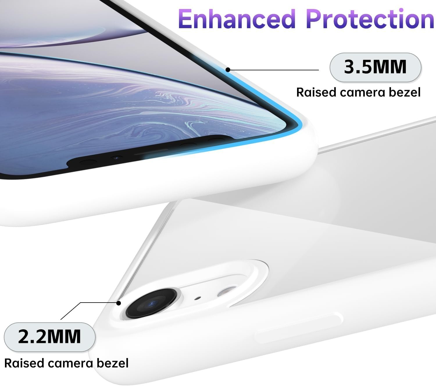 61S3gdgzcEL._AC_SL1500 Thin Slim Clear case for iPhone XR, Transparent Hybrid Hard Shell Plastic & Soft Silicone Rubber Bumper, Non-Yellow Acrylic Protective Lightweight Cover for Women, White