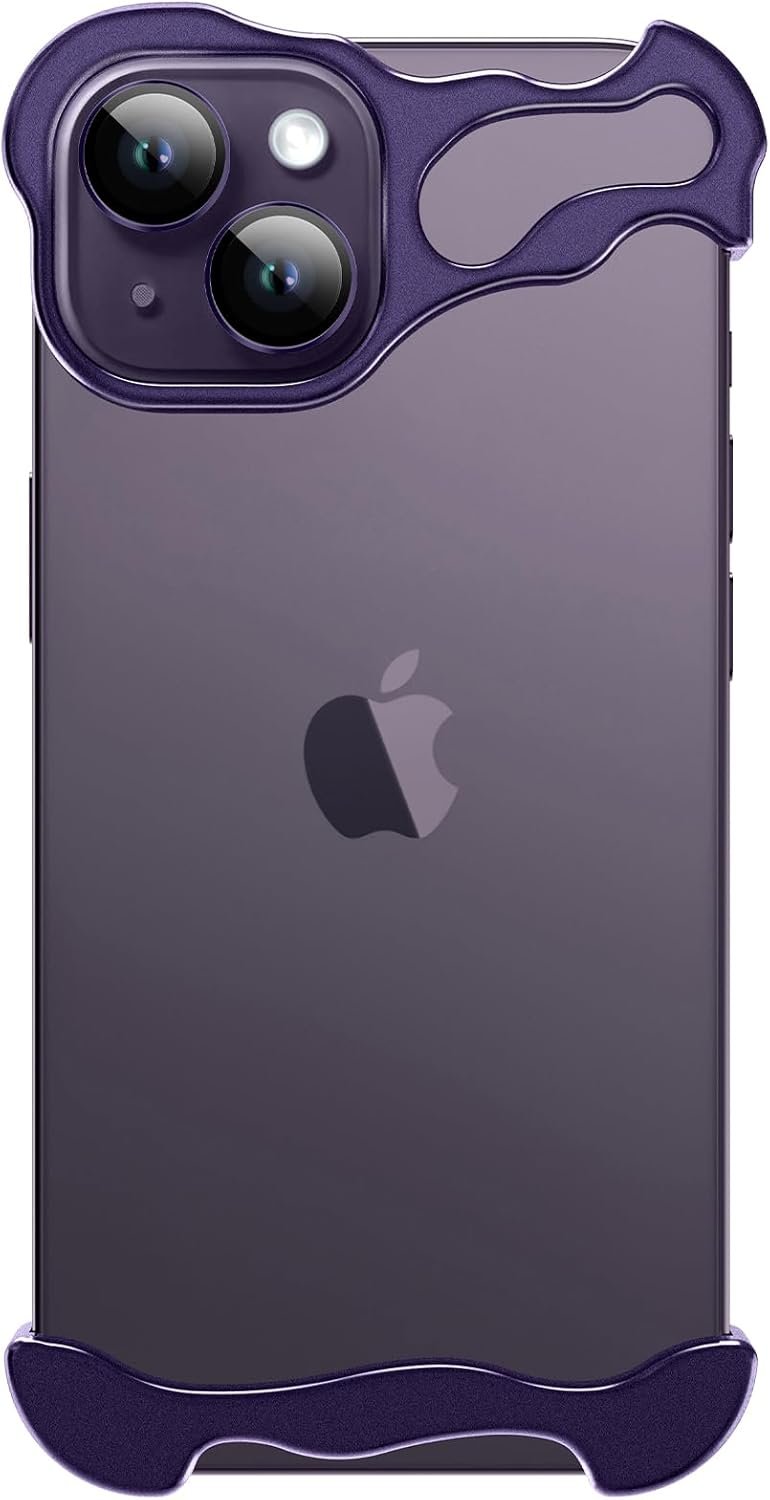Phone Case for iPhone 13 Phone Case Minimalist Protective Shock Absorption Aerospace Grade Aluminum Shells + Elastomer Inlays Easy Fit (Aluminum Metal Purple)