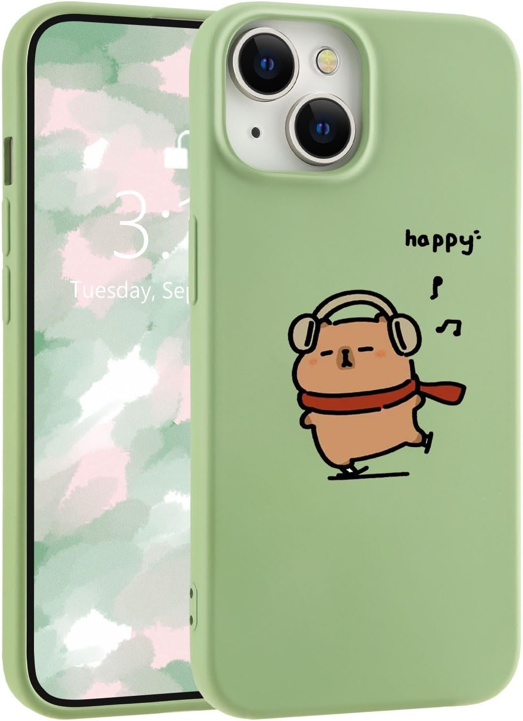 for iPhone 13 Case, Cute Kawaii Panda Pink Liquid Silicone Slim Fit Soft Gel Rubber Protective Phone Cover for Women Girls