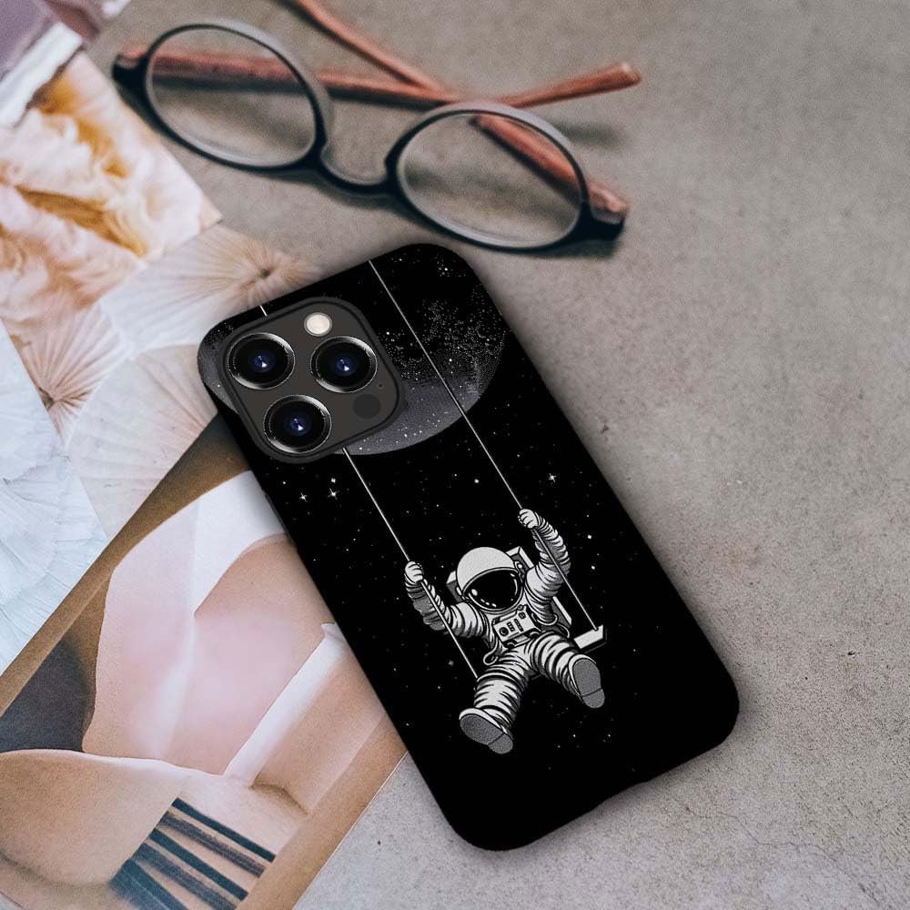 Innovatemee Case Compatible with iPhone 15 Pro Max,Astronaut Moon Swing Phone Case for iPhone 15 Pro Max,Cases for Girls and Boys,Fall Prevention Hybrid 2-Layer Hard Shell Phone Case