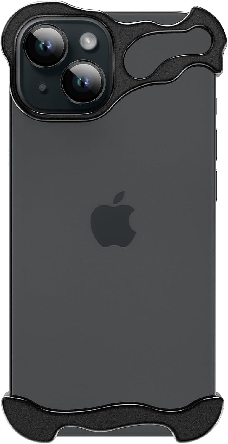 Phone Case for iPhone 14 Pro Phone Case Minimalist Protective Shock Absorption Aerospace Grade Aluminum Shells + Elastomer Inlays Easy Fit (Aluminum Metal Black)