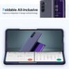 Galaxy Z Fold 6 Cover Cases Compatible with Samsung Z Fold 6 Flip Cell Phone Case Clear View Mirror Flip Cover PU Leather with Kickstand Protective Cover for Samsung Galaxy Z Fold 6 (Purple)