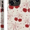 for iPhone 14 Plus Case,HH2 Red Cherry Bows Hybrid 2 Layer Hard Shell Silicone Protective Pattern Design Case