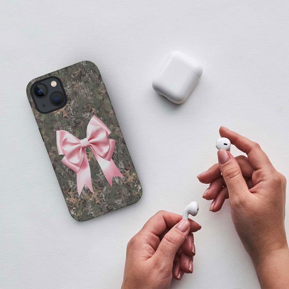 for iPhone 14 Plus Case,HH2 Camouflage Bow Hybrid 2 Layer Hard Shell Silicone Protective Pattern Design Case