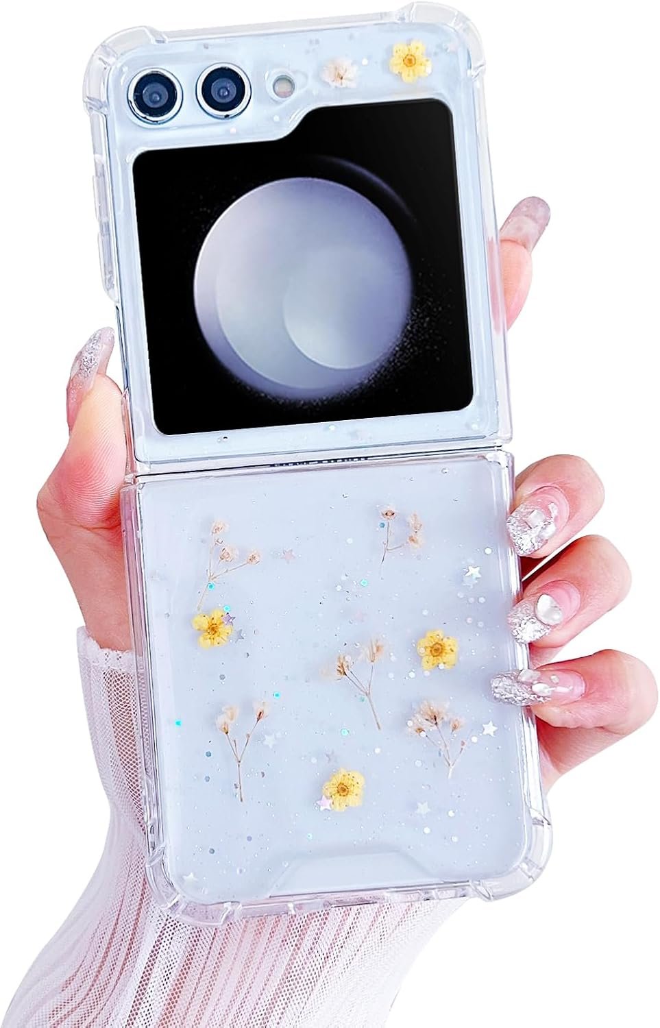 Compatible with Galaxy Flip 6 Case Women Girls Flexible TPU Sequin Sparkle Glitter Shockproof Protective Phone Cover for Galaxy Z Flip 6 (Shell Colorful)