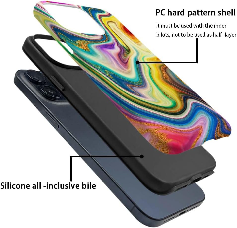 Case Compatible with iPhone 11,Colorful Marble 2 in 1 Phone Case for Women Men,Soft TPU and PC Hard Shell Mixed Two-Layer Protective Phone Case for 11 6.1 Inch
