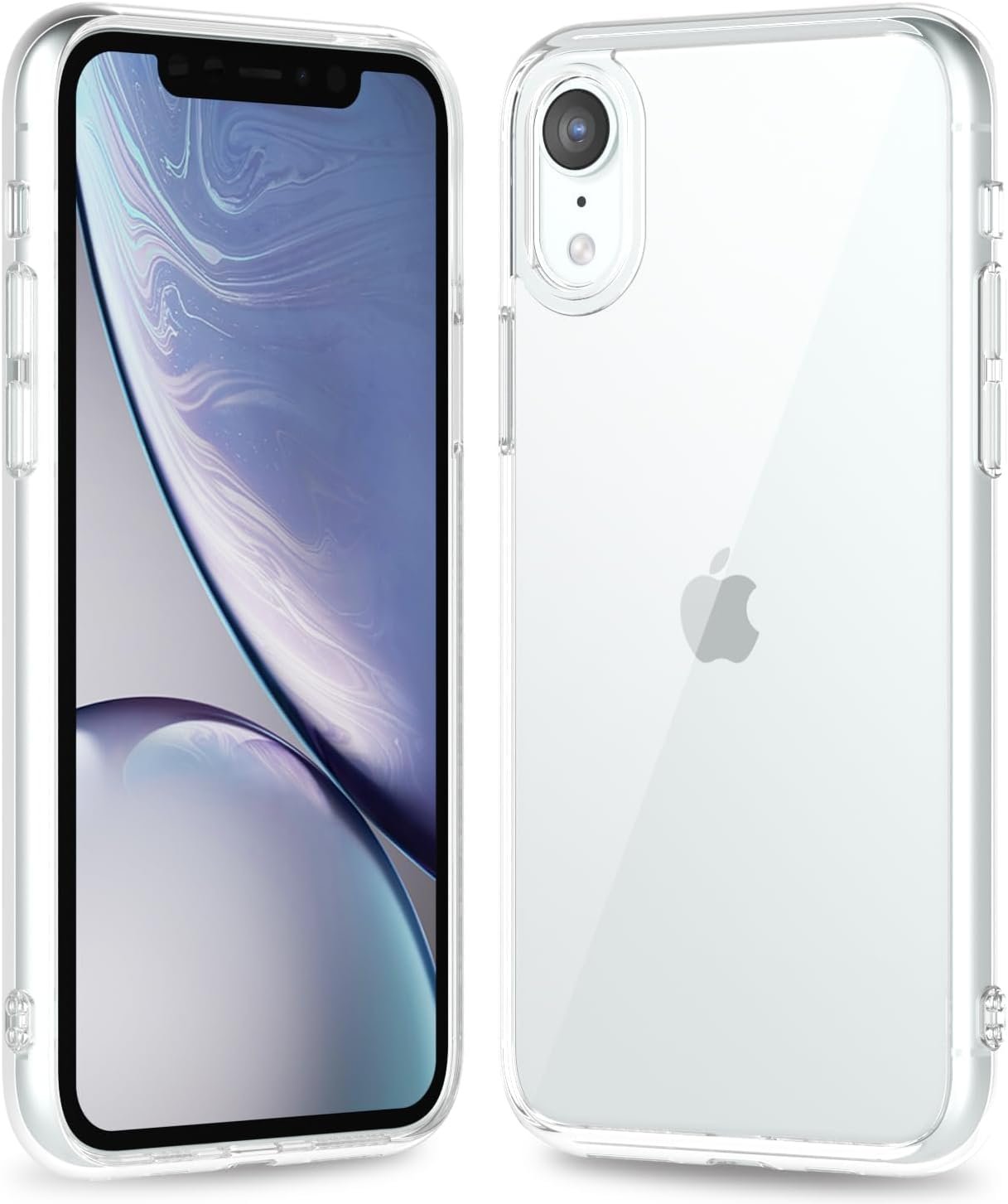 61_8HhsR3BL._AC_SL1500 Thin Slim Clear case for iPhone XR, Transparent Hybrid Hard Shell Plastic & Soft Silicone Rubber Bumper, Non-Yellow Acrylic Protective Lightweight Cover for Women, White