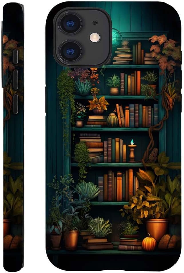 Case Compatible with for iPhone 11,Bookshelf Book Plant Phone Case Hybrid 2-Layer Hard Shell,Shockproof Soft for Girl Women Boy Men,Case for iPhone 11