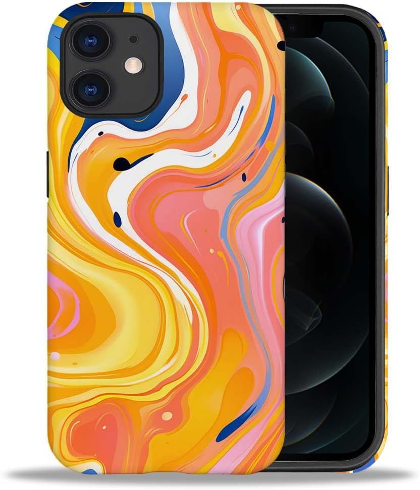 Case Compatible with iPhone 11,Colorful Marble 2 in 1 Phone Case for Women Men,Soft TPU and PC Hard Shell Mixed Two-Layer Protective Phone Case for 11 6.1 Inch