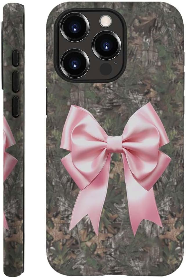for iPhone 14 Plus Case,HH2 Camouflage Bow Hybrid 2 Layer Hard Shell Silicone Protective Pattern Design Case