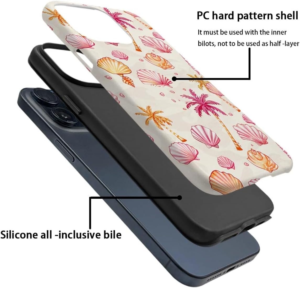 Case Compatible with iPhone 15 Pro Max Case,A Shell Shell by The Sea Full Pattern Plastic Soft TPU Case for iPhone 15 Pro Max Case,Double Protection Corner Case for iPhone 15 Pro Max 6.7-inch