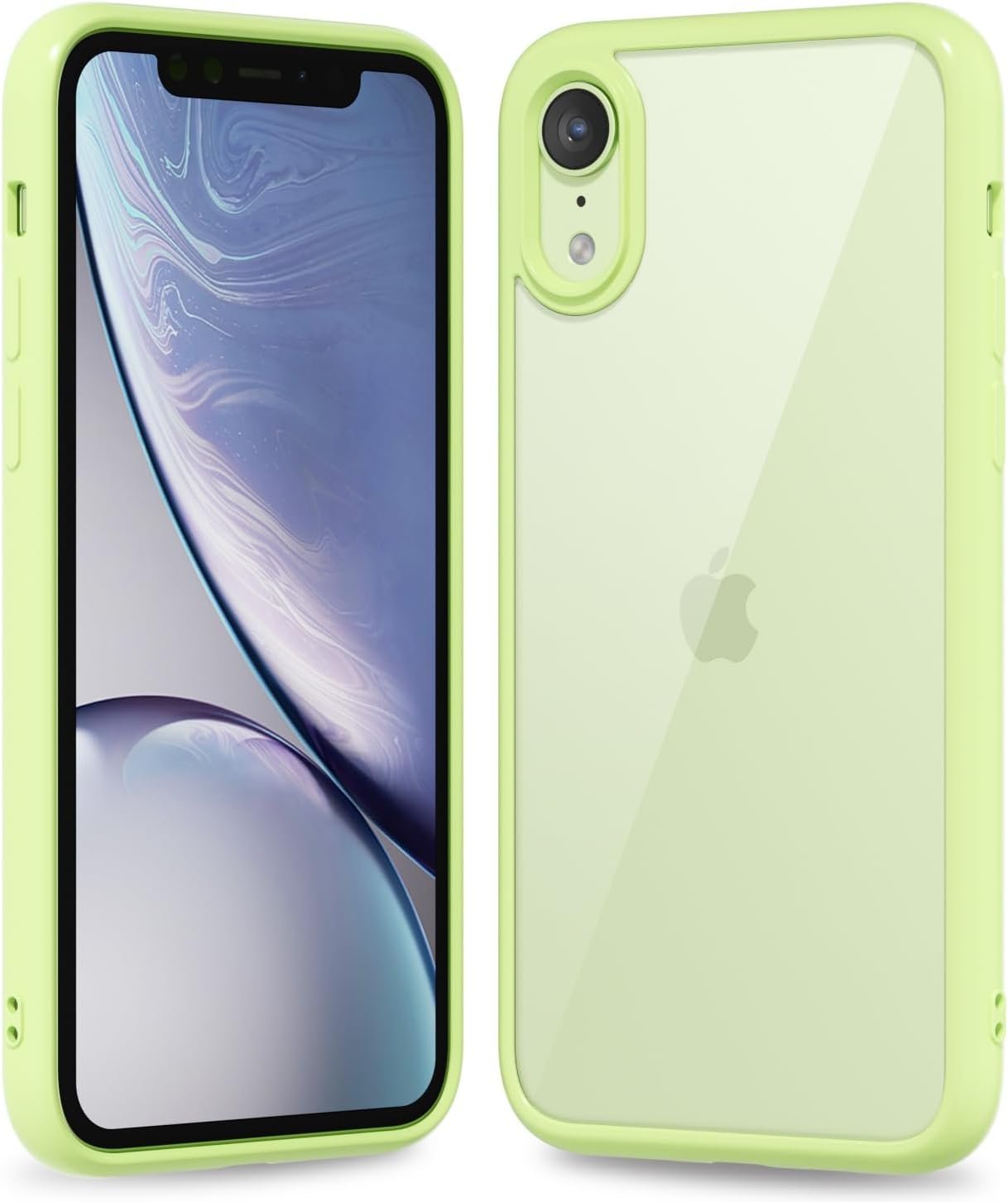 61cz1mYPuQL._AC_SL1500 Thin Slim Clear case for iPhone XR, Transparent Hybrid Hard Shell Plastic & Soft Silicone Rubber Bumper, Non-Yellow Acrylic Protective Lightweight Cover for Women, White