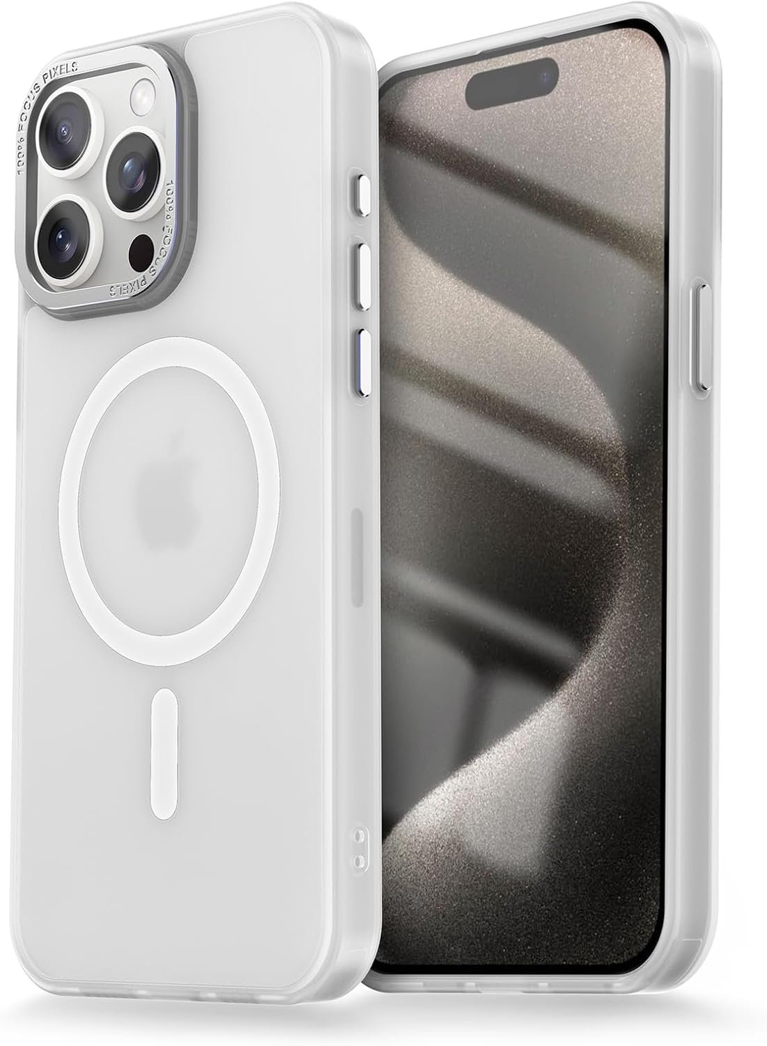 for iPhone15 Pro max Case Magnetic Translucent Matte Back Cover Military Grade Protection Shockproof Shell Full Body [Compatible with MagSafe]Slim Cell Phone Case - blue (Black, iPhone15 Pro Max)