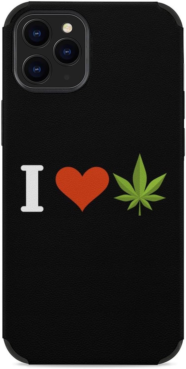 I Love Weed Cute Phone Case Compatible with iPhone 12 Microfiber Shockproof Protective Phone Shell Cover