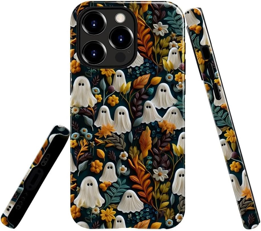Compatible with for iPhone 15,Spooky Ghosts On Bookshelf Halloween Phone Case for iPhone 15,Scratch Resistant Hybrid 2-Layer Hard Shell Bright Phone Case