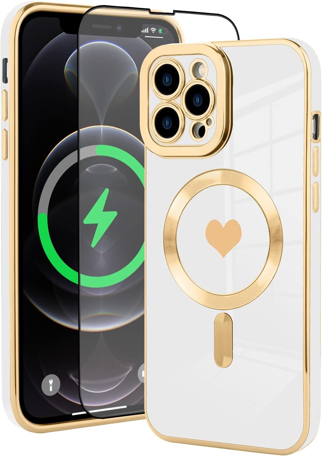 Innovatemee Magnetic Case Designed for iPhone 13 Compatible with MagSafe Wireless Charging,Cute Butterfly Phone Bumper Cover with Camera Lens Protector for Women Girls Men 6.1"- Purple