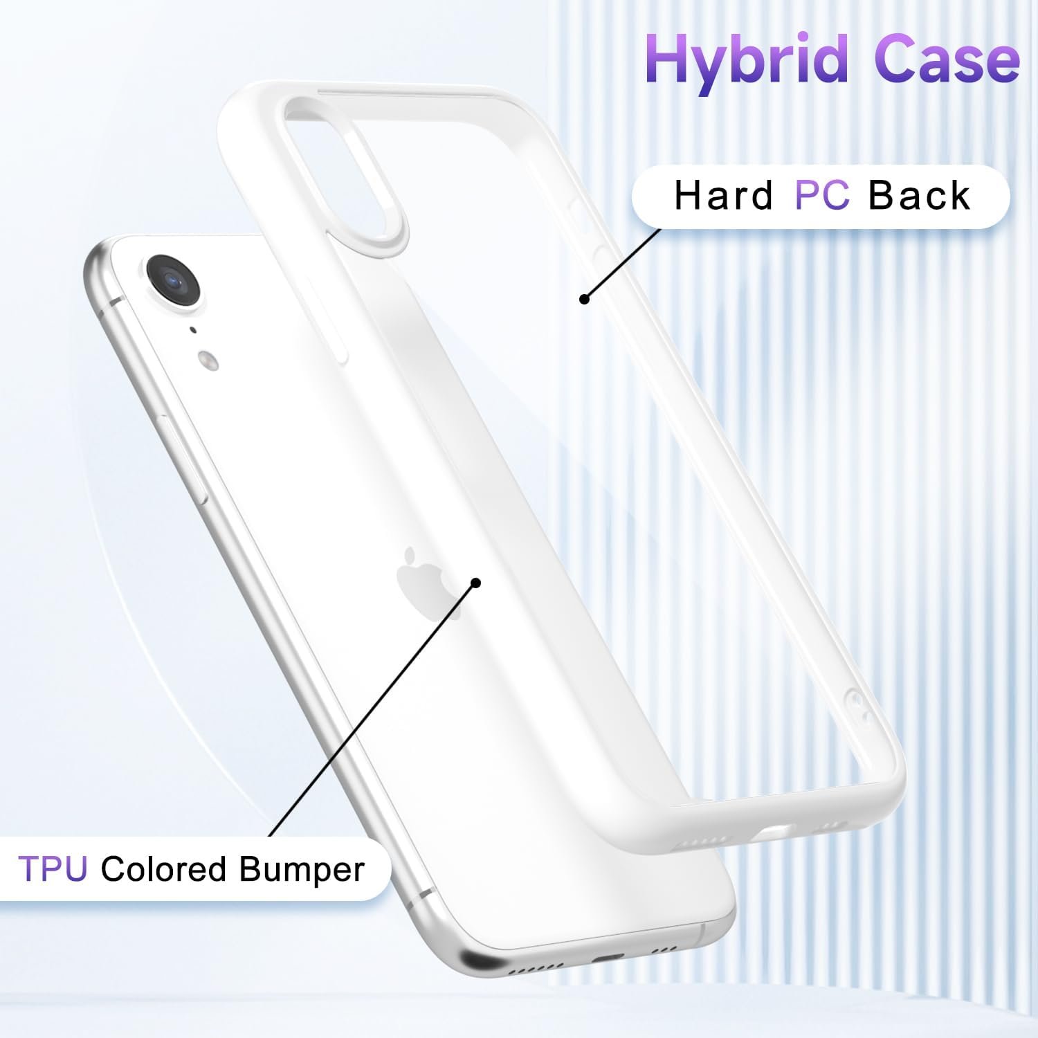 61gAgTEF1xL._AC_SL1500 Thin Slim Clear case for iPhone XR, Transparent Hybrid Hard Shell Plastic & Soft Silicone Rubber Bumper, Non-Yellow Acrylic Protective Lightweight Cover for Women, White