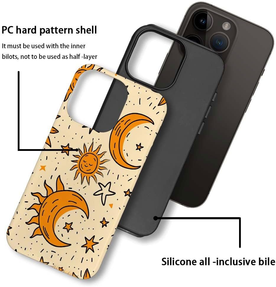 61h0PZswcmL._AC_SL1000 Innovatemee Case Compatible with iPhone 14 Pro Max,Vintage Sun and Star Artwork Phone Case for iPhone 14 Pro Max,Cases for Girls and Boys,Fall Prevention Hybrid 2-Layer Hard Shell Phone Case