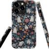 Compatible with for iPhone 15,Spooky Ghosts On Bookshelf Halloween Phone Case for iPhone 15,Scratch Resistant Hybrid 2-Layer Hard Shell Bright Phone Case