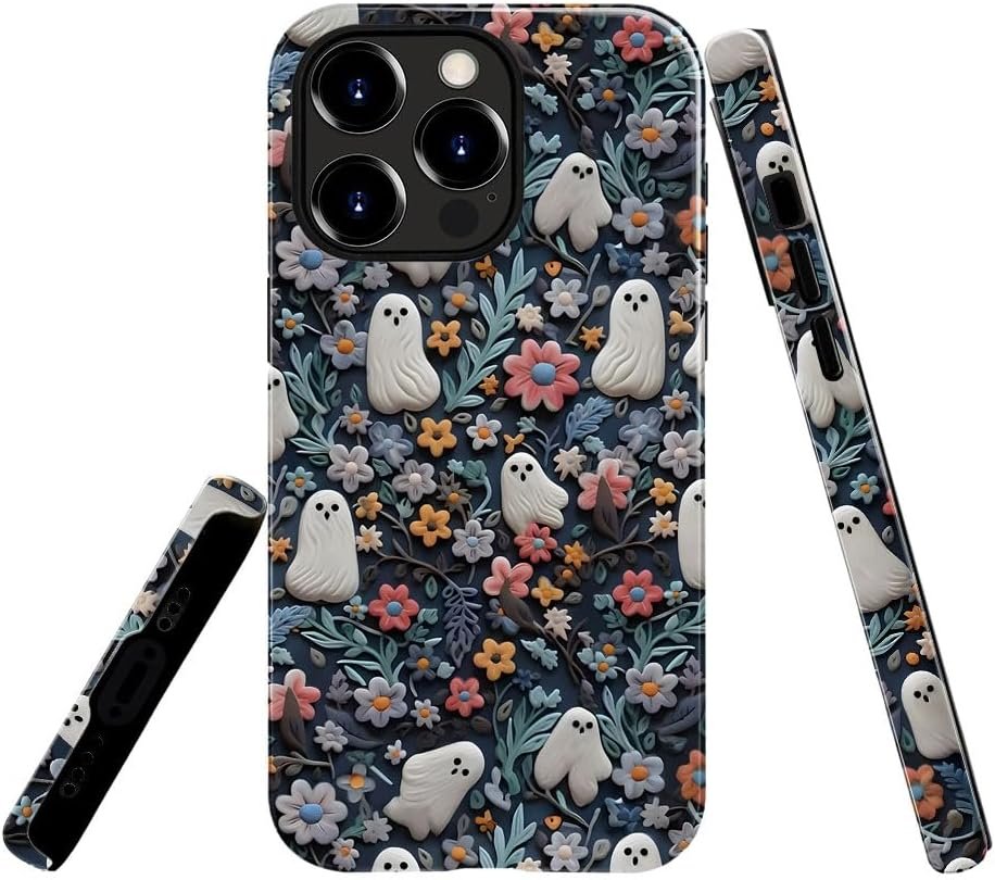 Compatible with for iPhone 15,Spooky Ghosts On Bookshelf Halloween Phone Case for iPhone 15,Scratch Resistant Hybrid 2-Layer Hard Shell Bright Phone Case