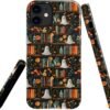 Compatible with for iPhone 15,Spooky Ghosts On Bookshelf Halloween Phone Case for iPhone 15,Scratch Resistant Hybrid 2-Layer Hard Shell Bright Phone Case