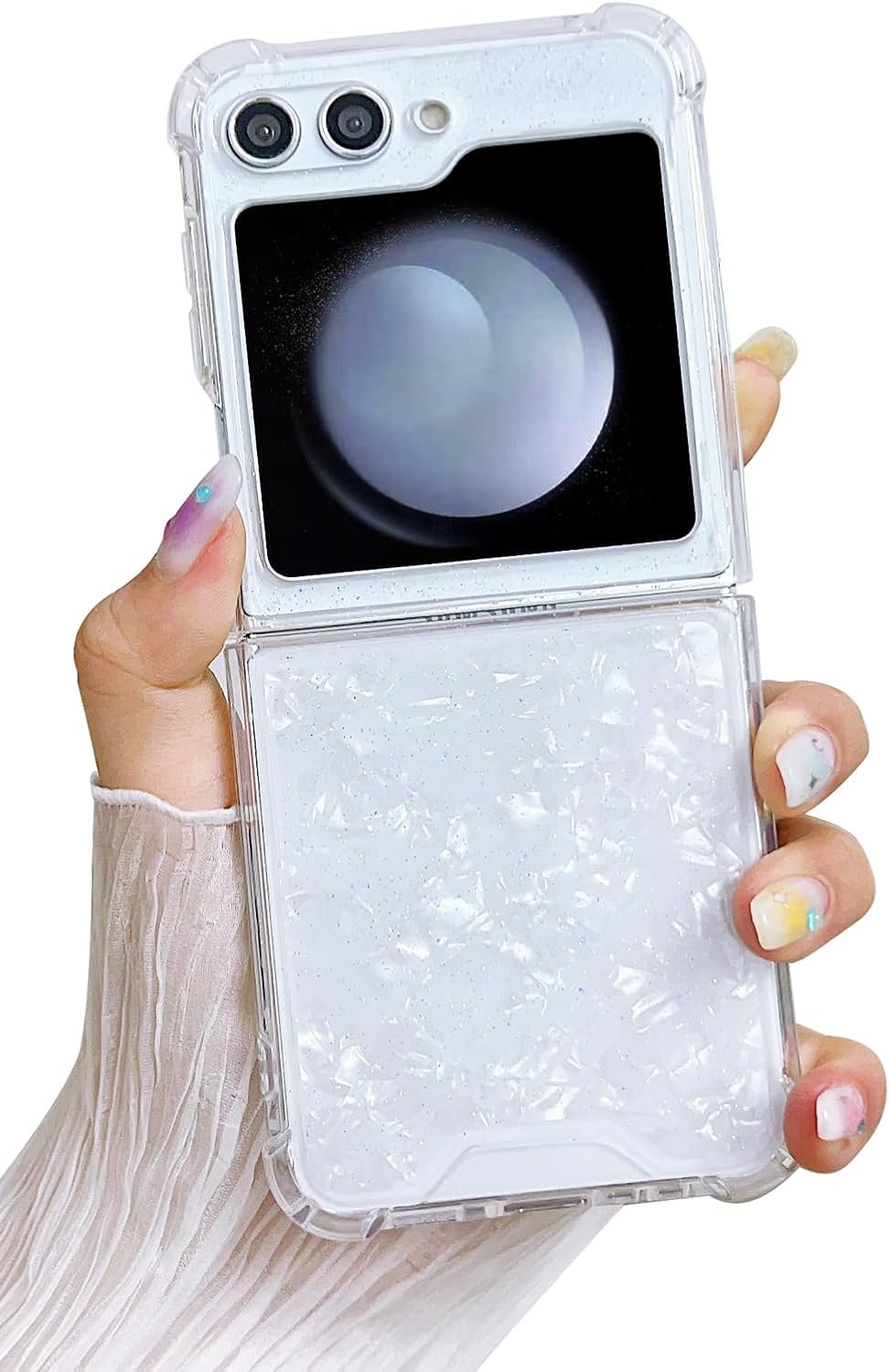 Compatible with Galaxy Flip 6 Case Women Girls Flexible TPU Sequin Sparkle Glitter Shockproof Protective Phone Cover for Galaxy Z Flip 6 (Shell Colorful)