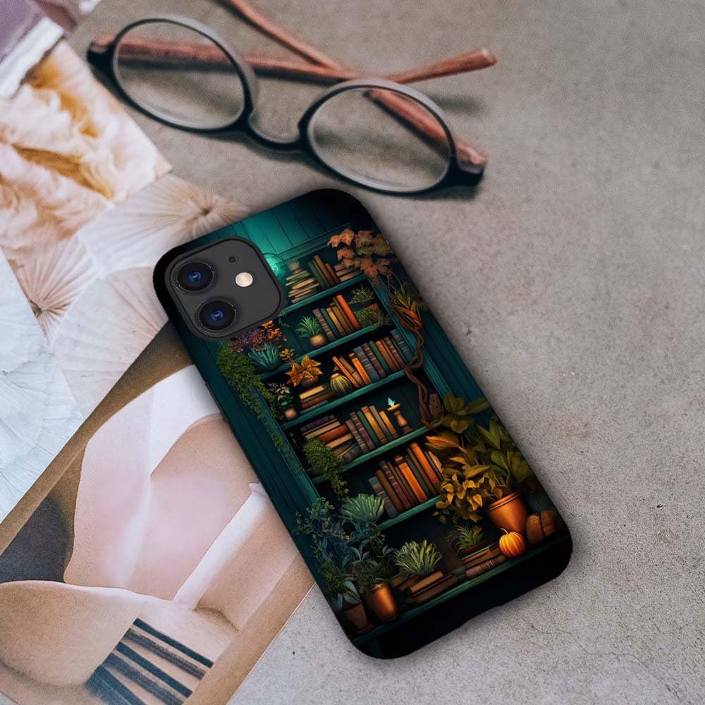 Case Compatible with for iPhone 11,Bookshelf Book Plant Phone Case Hybrid 2-Layer Hard Shell,Shockproof Soft for Girl Women Boy Men,Case for iPhone 11