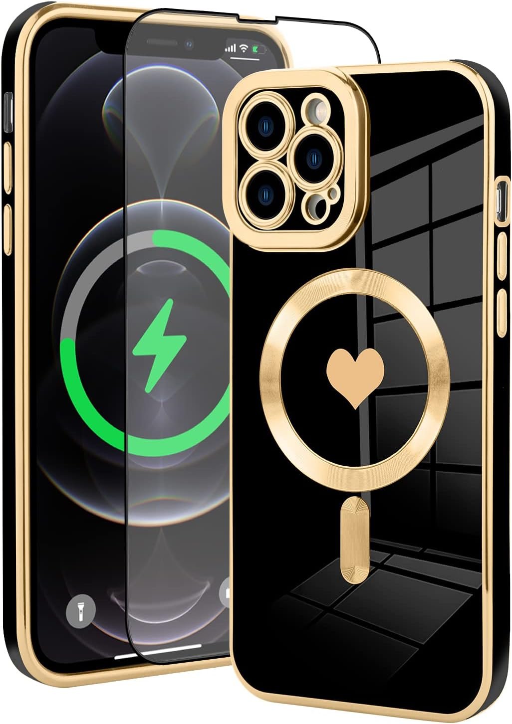 Innovatemee Magnetic Case Designed for iPhone 13 Compatible with MagSafe Wireless Charging,Cute Butterfly Phone Bumper Cover with Camera Lens Protector for Women Girls Men 6.1"- Purple