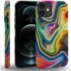 Case Compatible with iPhone 11,Colorful Marble 2 in 1 Phone Case for Women Men,Soft TPU and PC Hard Shell Mixed Two-Layer Protective Phone Case for 11 6.1 Inch