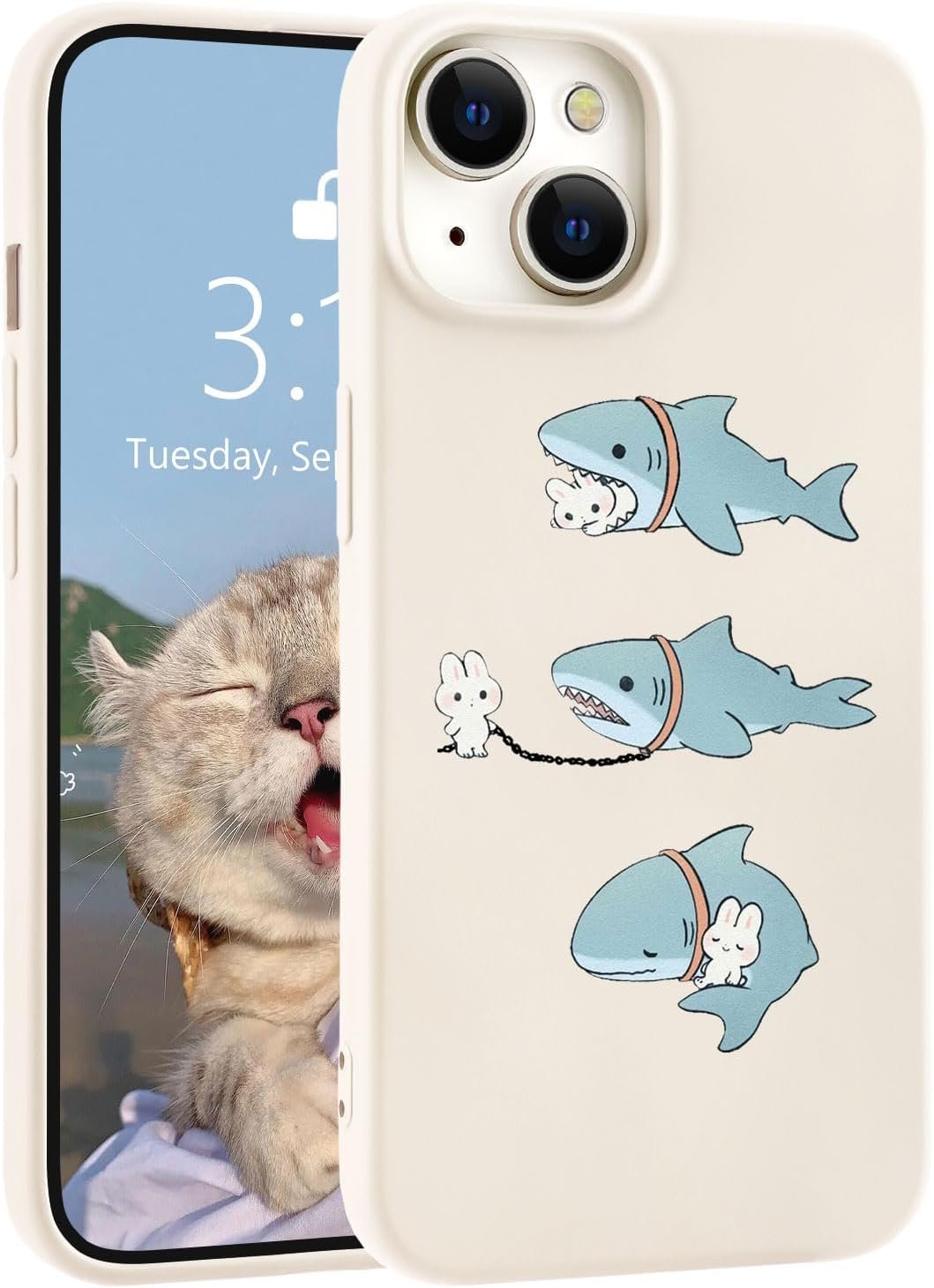 for iPhone 13 Case, Cute Kawaii Panda Pink Liquid Silicone Slim Fit Soft Gel Rubber Protective Phone Cover for Women Girls