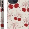 for iPhone 14 Plus Case,HH2 Red Cherry Bows Hybrid 2 Layer Hard Shell Silicone Protective Pattern Design Case