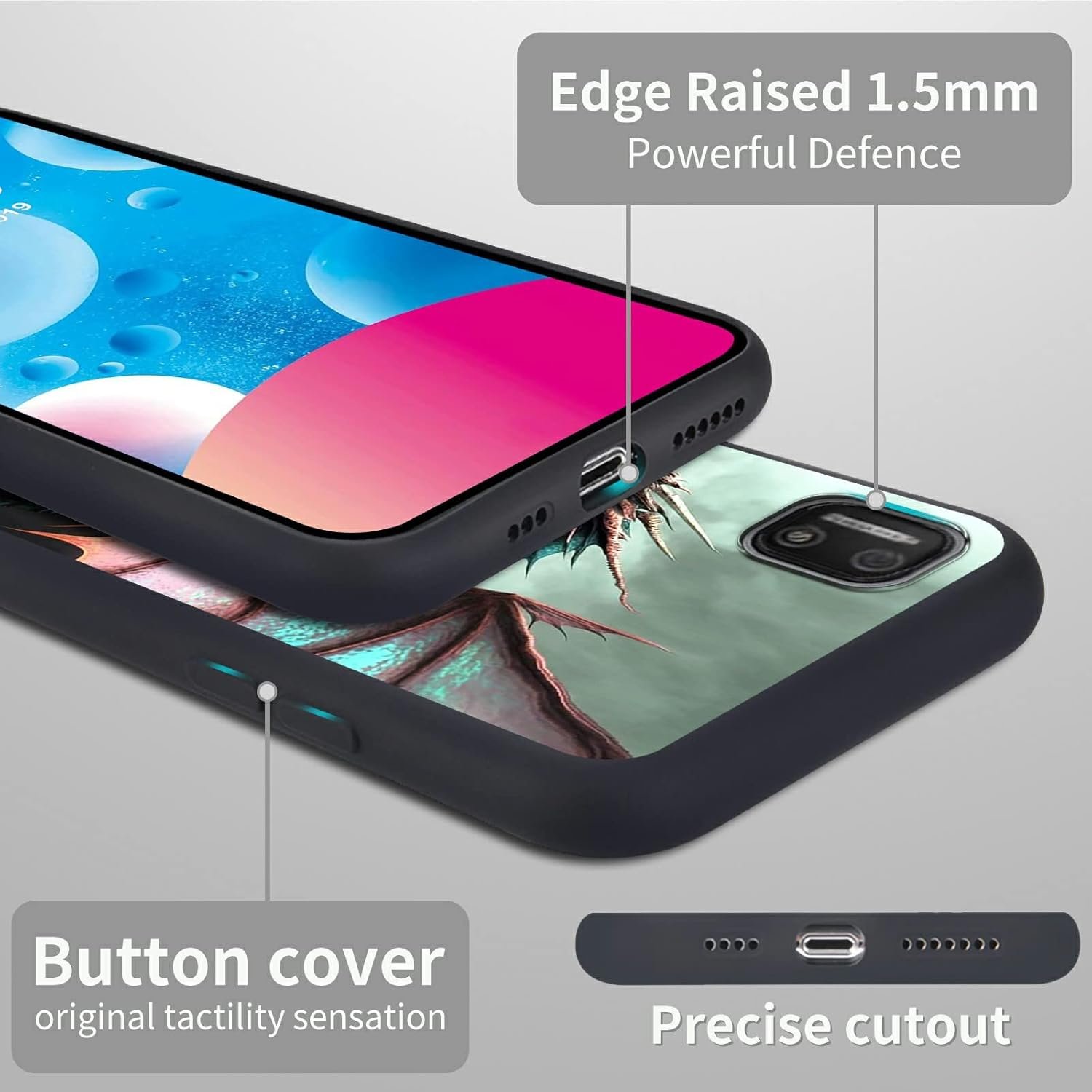 Case for Cloud Mobile Stratus C7,Soft Silicone TPU Rubber Shock-Absorption Full Body Back Shell Shockproof Protective Cover Case for Cloud Mobile Stratus C7,Dragon Cool