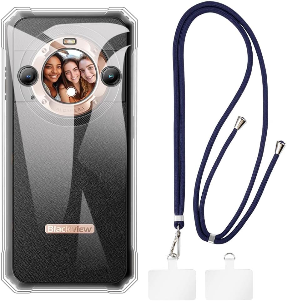 Innovatemee BL9000 Pro 5G Case + Universal Mobile Phone Lanyards, Neck/Crossbody Soft Strap Silicone TPU Cover Bumper Shell for Innovatemee BL9000 Pro 5G (6.78”)