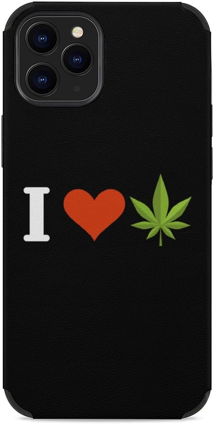 I Love Weed Cute Phone Case Compatible with iPhone 12 Microfiber Shockproof Protective Phone Shell Cover