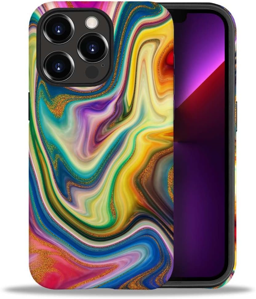 Case Compatible with iPhone 11,Colorful Marble 2 in 1 Phone Case for Women Men,Soft TPU and PC Hard Shell Mixed Two-Layer Protective Phone Case for 11 6.1 Inch