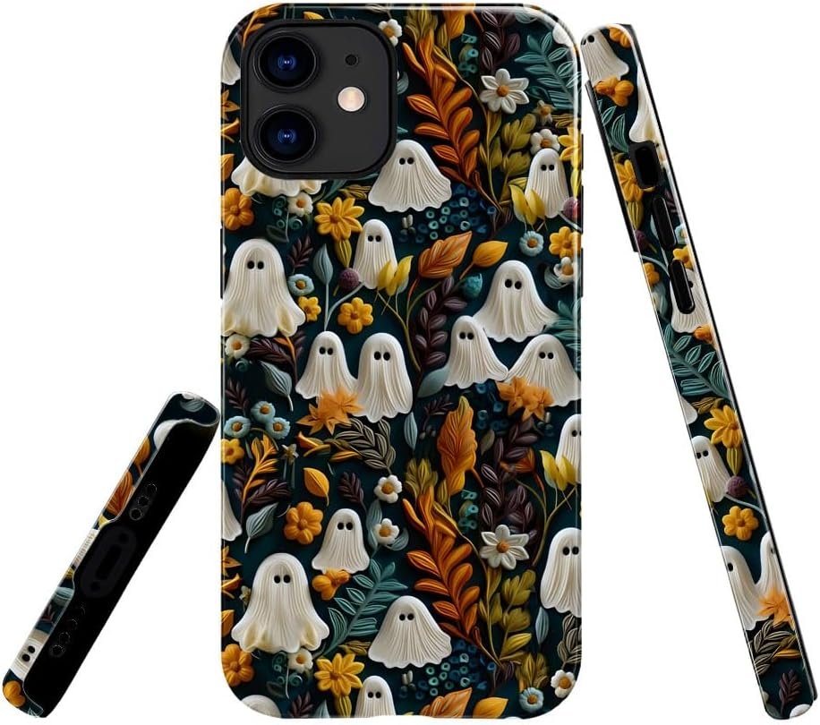 Compatible with for iPhone 15,Spooky Ghosts On Bookshelf Halloween Phone Case for iPhone 15,Scratch Resistant Hybrid 2-Layer Hard Shell Bright Phone Case