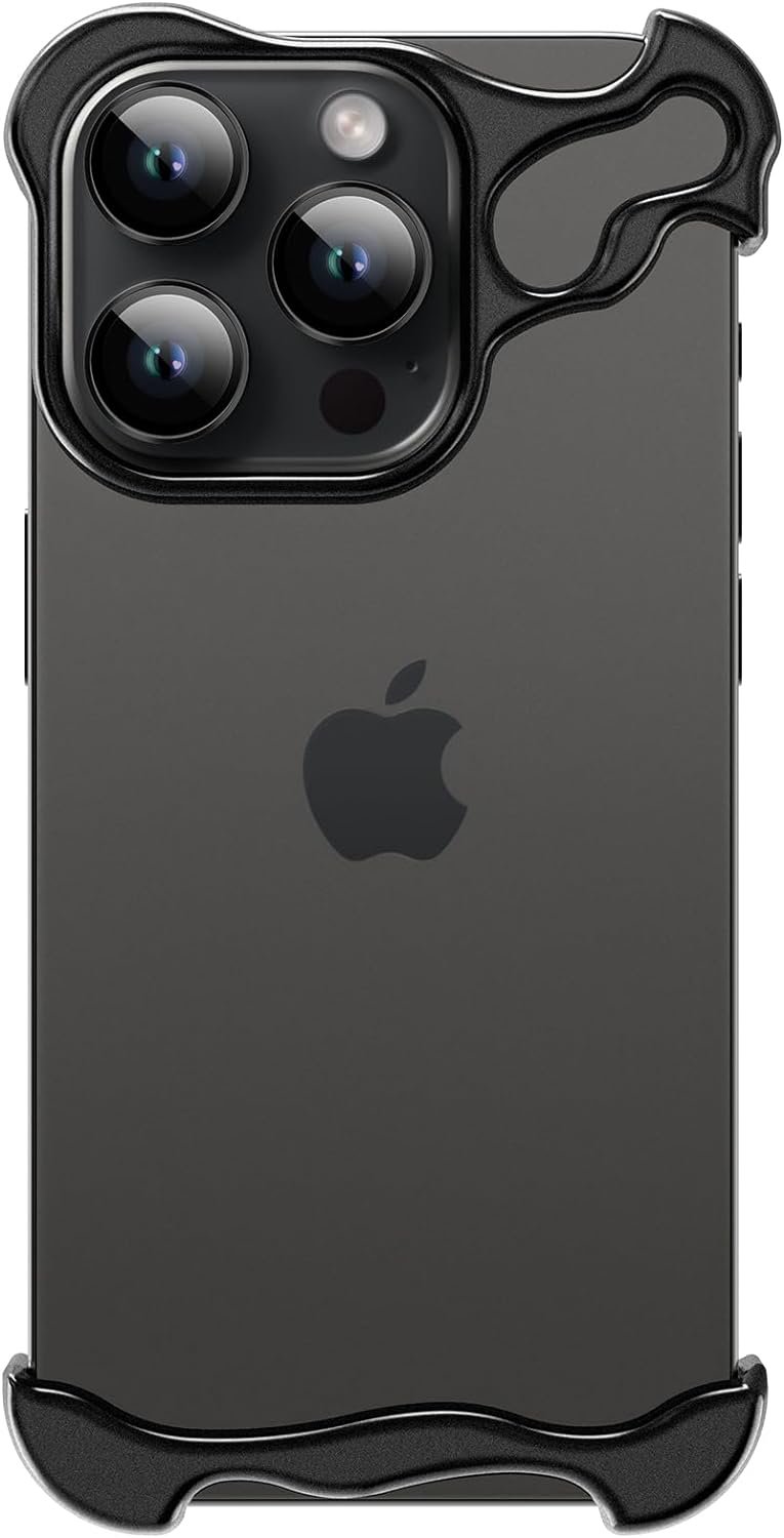 61oK68_Pj5L._AC_SL1500 Phone Case for iPhone 14 Pro Phone Case Minimalist Protective Shock Absorption Aerospace Grade Aluminum Shells + Elastomer Inlays Easy Fit (Aluminum Metal Black)