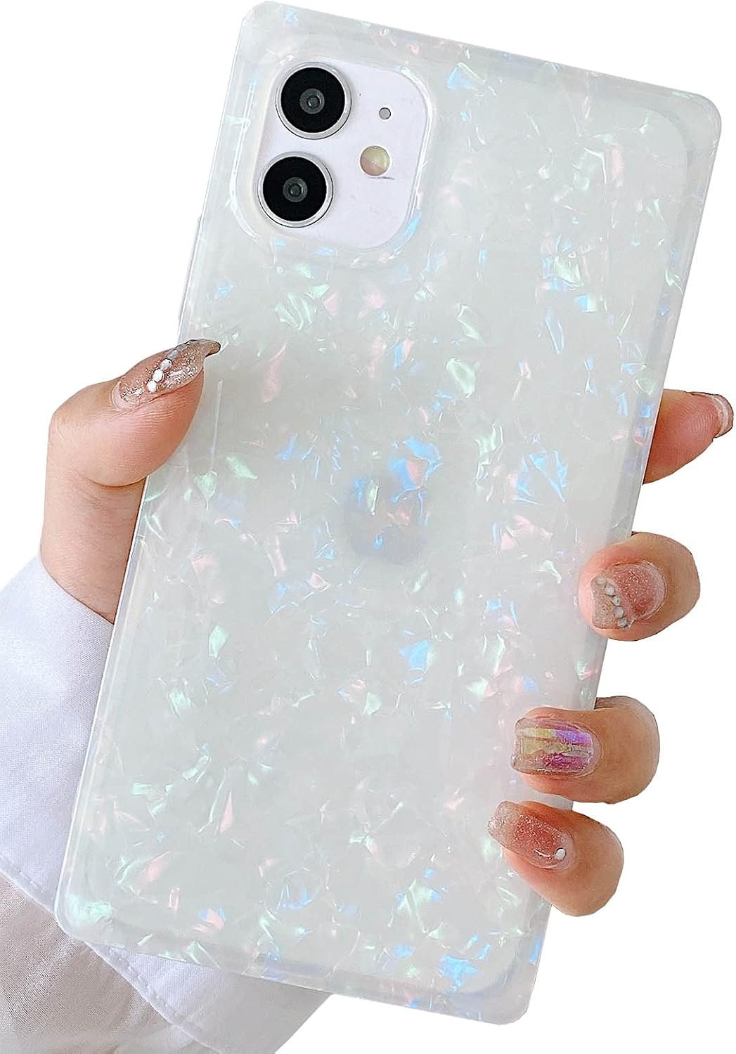 Pearl Pattern Compatible with iPhone 11 Rectangle Edge Case, Slim Soft TPU Silicone Protective Bumper Cases Cover(Pink Pearl,11)