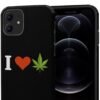 I Love Weed Cute Phone Case Compatible with iPhone 12 Microfiber Shockproof Protective Phone Shell Cover
