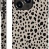 Case Compatible with iPhone 14 Pro Max,Black Polka Dots Marble Pattern-Almond Latte Pattern Design Case for iPhone 14 Pro Max Cases,Dustproof Protective Hybrid 2-Layer Hard Shell Phone Case