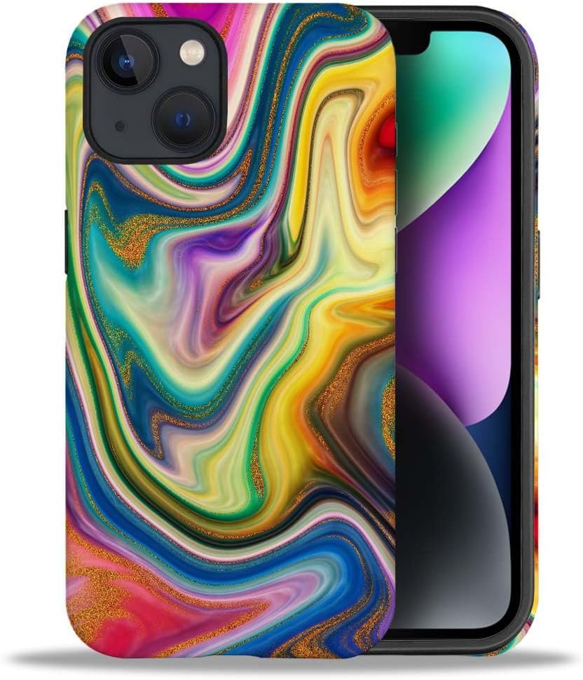 Case Compatible with iPhone 11,Colorful Marble 2 in 1 Phone Case for Women Men,Soft TPU and PC Hard Shell Mixed Two-Layer Protective Phone Case for 11 6.1 Inch