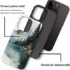 Case Compatible with for iPhone 13,Forest Lake Mountain Watercolor Phone Case Hybrid 2-Layer Hard Shell,Shockproof Soft for Girl Women Boy Men,Case for iPhone 13