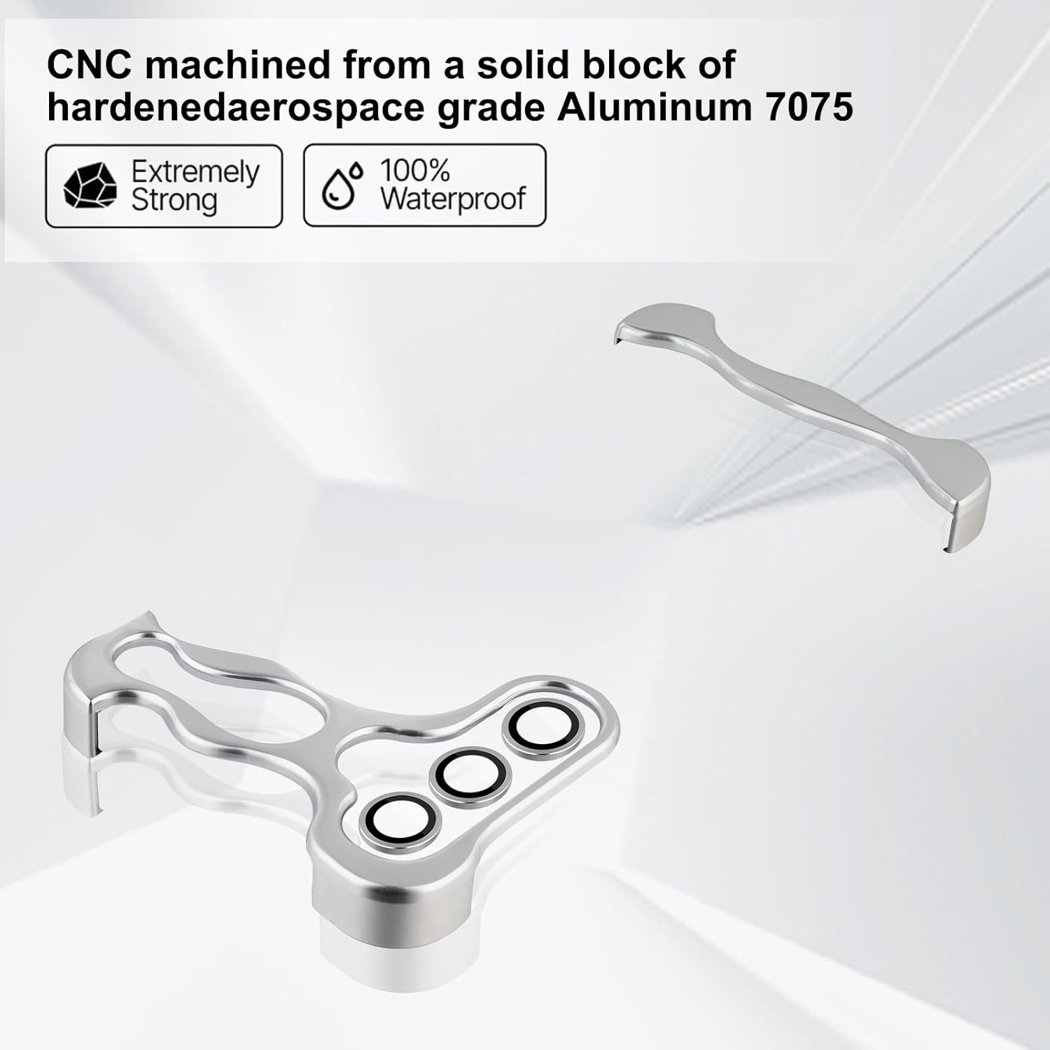 Frameles Phone Case for Samsung Galaxy S24 Plus Phone Case Minimalist Protective Shock Absorption Aerospace Grade Aluminum Shells + Elastomer Inlays Easy Fit (Aluminum Polished Silver)