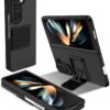 Case for Samsung Galaxy Z Fold 4, [Adjustable Bracket] Shockproof PC Shell with Lens Protection Cell Phone Cover, Black