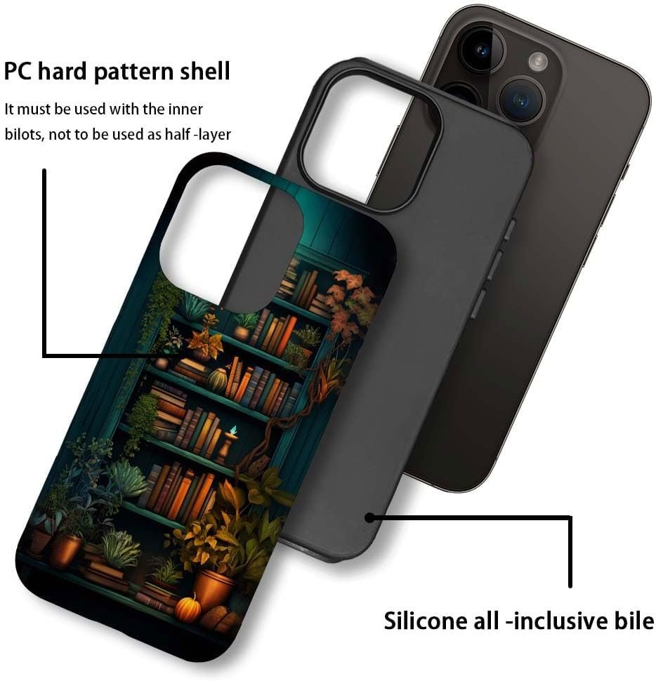 Case Compatible with for iPhone 11,Bookshelf Book Plant Phone Case Hybrid 2-Layer Hard Shell,Shockproof Soft for Girl Women Boy Men,Case for iPhone 11