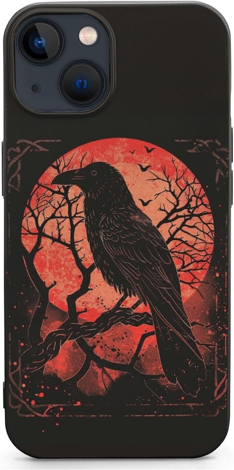 Black Crow Raven Phone Cases Cute Fashion Protective Cover Soft Silicone TPU Shell Compatible with iPhone 13 iPhone 13 Mini iPhone 13 Pro iPhone 13 Pro Max