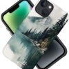 Case Compatible with for iPhone 13,Forest Lake Mountain Watercolor Phone Case Hybrid 2-Layer Hard Shell,Shockproof Soft for Girl Women Boy Men,Case for iPhone 13