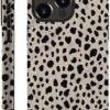 Case Compatible with iPhone 14 Pro Max,Black Polka Dots Marble Pattern-Almond Latte Pattern Design Case for iPhone 14 Pro Max Cases,Dustproof Protective Hybrid 2-Layer Hard Shell Phone Case
