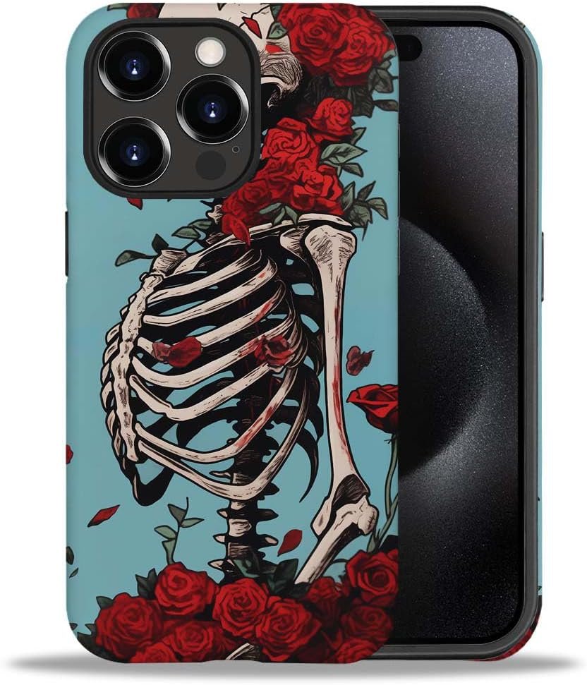 61z-hKkQ5VL._AC_SL1000 Phone Case Compatible with iPhone 14 Pro Max Case,Hybrid 2 Layer PC Hard Shell + Silicone Protective Case, Vintage Red Cherry Blossom Scratch-Resistant Shockproof Cover for iPhone 14 Pro Max